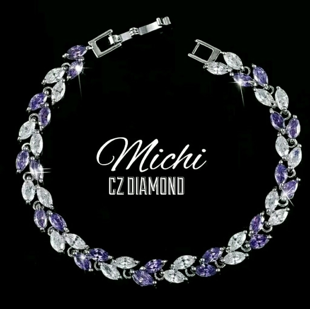 CZ DIAMOND Amathist Tennis Bracelet 7.087 inches